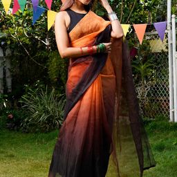 TEEJH Aksaja Ombre Dyed Organza Saree-12