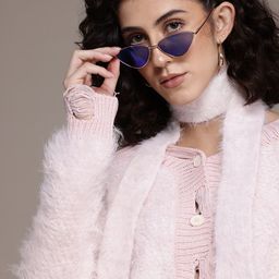 Roadster Boucle Woollen Cardigan with Fuzzy Detail-image-79