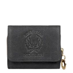 Hidesign Rockstar Metal W4 RF Black Solid Rfid Tri-Fold Wallet for Women-image-44