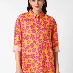 VASTRADO Orange Floral Shirt-image-68