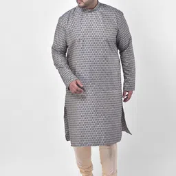 DEYANN PLUS Men Navy Blue & Gold Printed Kurta with Churidar-picture-24