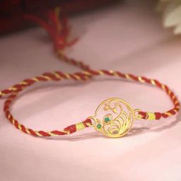 GIVA Golden Royal Peacock Thread Rakhi-image-78