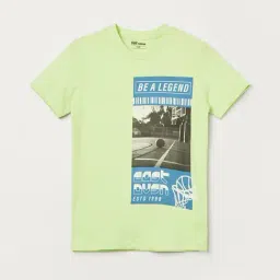 Fame Forever by Lifestyle Kids Lime Cotton Printed Regular Fit T-Shirt-picture-5