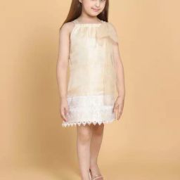 Piccolo Kids Beige Lace Regular Fit Dress-image-96