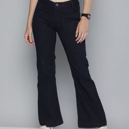 Flying Machine Women Navy Blue Flared Bootcut Mid-Rise Stretchable Jeans-image-75