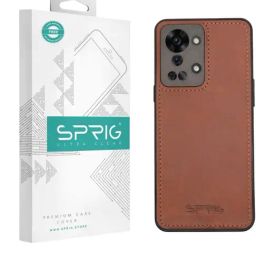 Sprig Matte Leather Back Cover for Oneplus Nord 2T 5G (Brown)-image-88