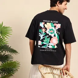 Mast & Harbour Pure Cotton Graphic Printed Drop-Shoulder Sleeves Oversized T-shirt-picture-18