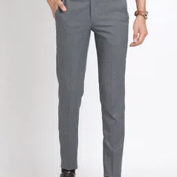 Turtle Men Textured Tailored Skinny Fit Trousers-image-49