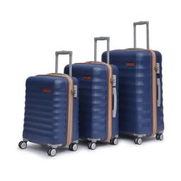 Uppercase Striker Dark Blue Textured Hard Trolley Bag - Set of 3-image-73