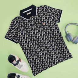 Pantaloons Junior Boys Estate Blue Cotton Printed Casual Tops & Tees-image-91