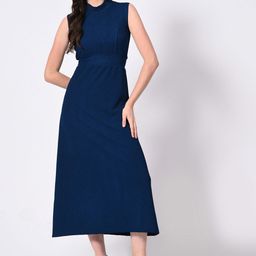 BAESD Women Mock Neck Fit & Flare Midi Dress-image-88