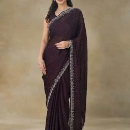 FABMORA Purple Embellished Saree With Blouse-image-82