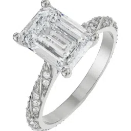 Emori 18k White Gold & Diamond Radiant Emerald Engagement Ring-image-61