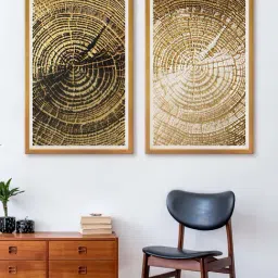 999Store Gold & Black Rustic Printed Canvas Paintings - Set of 2-0