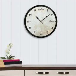 eCraftIndia Numbers Designer Round Analog Black Wall Clock-image-1