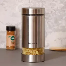 Femora Silver & Transparent Glass Storage Jar (1300 ml) - Set of 1-11