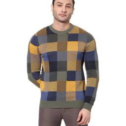 celio* Olive Cotton Full Sleeves Sweater-image-37