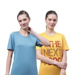 Vimal Jonney Sky Blue & Yellow Cotton Graphic Print T-Shirt (Pack Of 2)-40