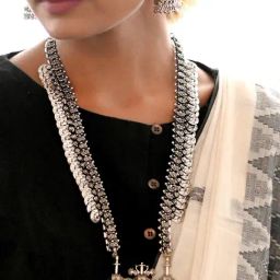 Teejh Ethnic Antique Coin Silver Necklace Set for Women-image-32