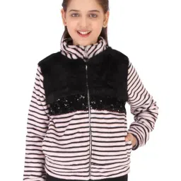 Cutecumber Kids Pink & Black Striped Sweatshirt-image-52