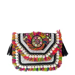 NR by Nidhi Rathi Black Jute Envelope Clutch-5