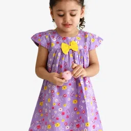 Campana Kids Purple Printed Dress-image-64