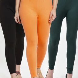 Gracit Black & Green Mid Rise Leggings - Pack Of 3-image-81