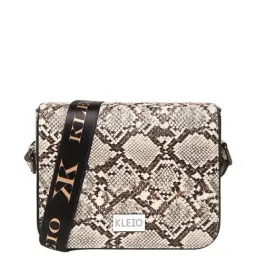 KLEIO Beige Textured Medium Sling Handbag-19