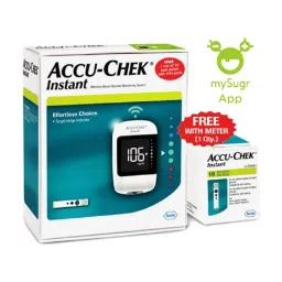 Accu Chek Instant Glucometer with 10 Test Strips (White) image 1