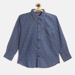 Gini and Jony Boys Navy Blue Floral Print Casual Shirt-image-86