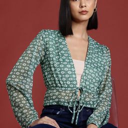 all about you Printed Tie-Up Detailing Crop Top-image-61