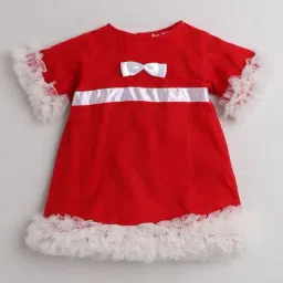 Many Frocks Kids Red & White Applique Dress-image-16