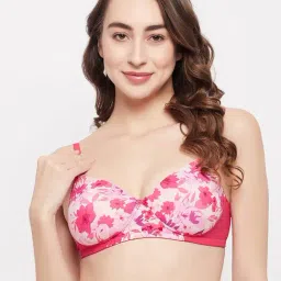 Clovia Pink Printed Full Coverage T-Shirt Bra-image-73