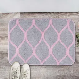 Saral Home Haven Grey & Pink Microfibre Antiskid & Washable Bath Mat-image-74