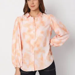 Vero Moda Peach & White Tie - Dye Shirt-picture-12