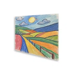 Nestroots Crayon Hand Drawn Multi Frame Landscape Canvas Wall Painting - Set of 2 image 2