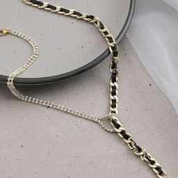 SOHI Black Designer Stone Necklace-image-5