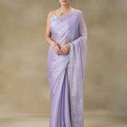 FABMORA Lavender Embellished Saree With Blouse-picture-42