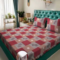 Klotthe Multicolor 300 TC Polycotton Double Elastic Book Fold Bedsheet with 2 Pillow Covers-image-13