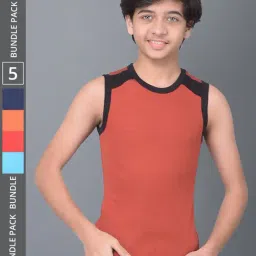 Dollar Bigboss Boys Multicolor Solid Gym Vest (Pack Of 5)-image-77
