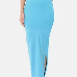 GOLDSTROMS Women Turquoise Blue Solid Saree Shapewear SSWR-TURQ-image-79