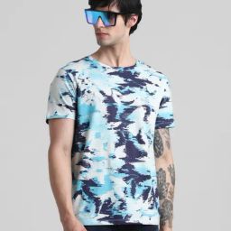 Jack & Jones Bachelor Button Cotton Regular Fit Printed T-Shirt-image-41