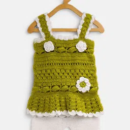 CHUTPUT Unisex Olive Green & White Self Design Top with Shorts-16