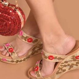 Sole House Women's Nude Ethnic Wedges-80