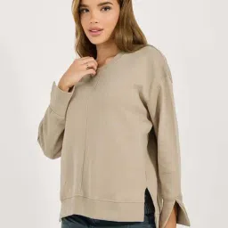 Styli Beige Plain Sweatshirt-image-72