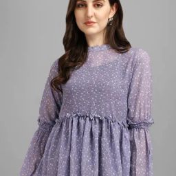 MASAKALI.CO Lavender Floral Print Peplum Top-picture-26