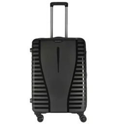 Aristocrat Quest Jet Black Textured Hard Medium Trolley Bag - 47 cm-image-5