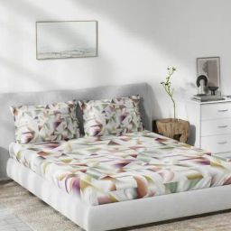 DDecor Abstract Purple 136 TC Cotton Queen Bedsheet with 2 Pillow Covers-64