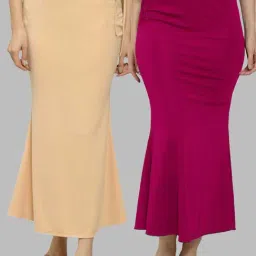 N-Gal Beige & Pink Plain Saree Shapewear - Pack Of 2-image-70
