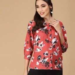SELVIA Red Floral Print Shirt-image-48
